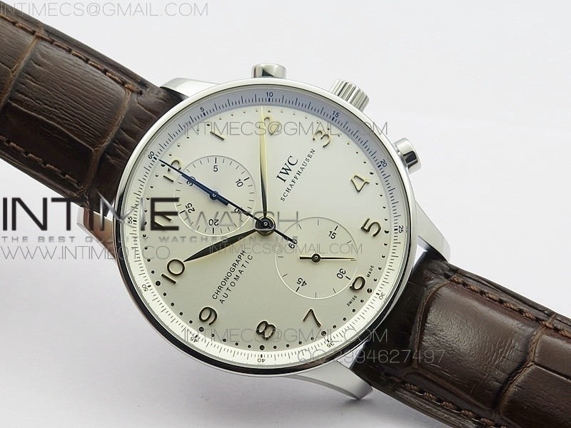 ZF공장 IWC 포르투기저 크로노그래프 골드핸즈 브라운가죽스트랩 PORTTGUESE IW371445 v3버전