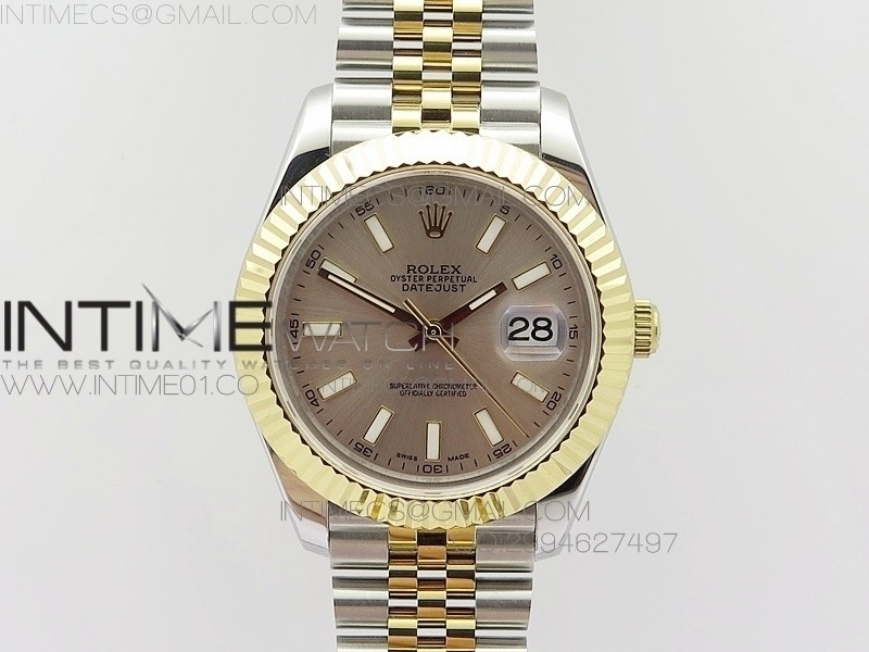 BP공장 V2 롤렉스 데이저스트2 콤비 연갈색다이얼 바인덱스 Rolex DateJust2 SS&YG Light Brown Dial Bar Index 신형브레스렛