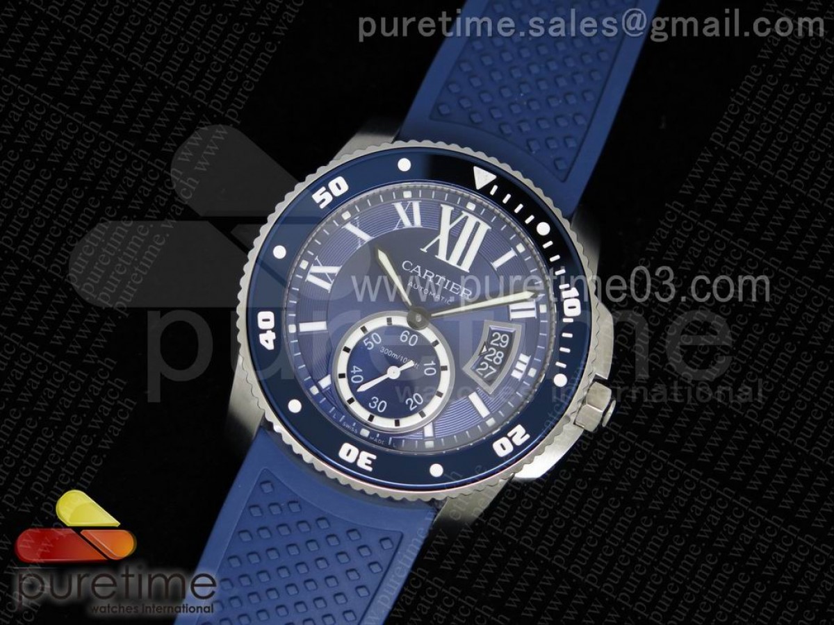 TF공장 까르띠에 칼리브 드 까르띠에 스틸 블루다이얼 블루 러버 Cartier Calibre de Cartier SS/Blue Dial