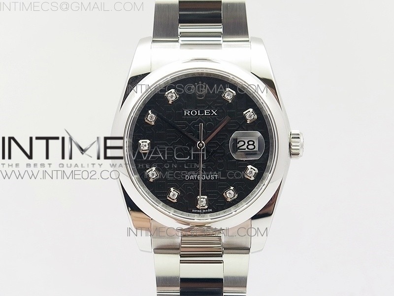 DJ공장 V2 롤렉스 데이저스트36 스틸 블랙컴퓨터다이얼 돔베젤 DATEJUST 36MM 116234 SMOOTH BEZEL DIAMOND BLACK JUBILEE DIAL ON SS OYSTER BRACELET SA3135