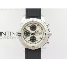 브라이틀링 챌린저 크로노그래프 화이트다이얼 러버스트랩 CHALLENGER CHRONOGRAPH SS WHITE DIAL ON RUBBER STRAP A7750 (FREE RUBBER STRAP)