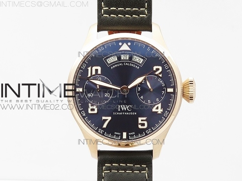 YL공장 IWC 빅파일럿 애뉴얼캘린더 로즈골드금장 어린왕자에디션 BIG PILOT REAL PR IW502701 RG BLUE DIAL ON BLACK CALFSKIN STRAP A52850