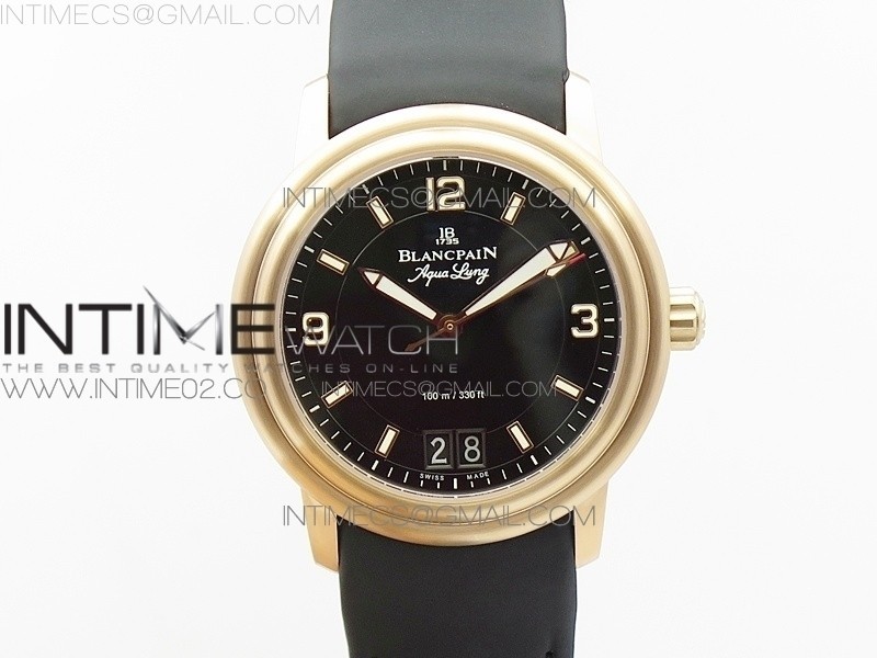 블랑팡 르망 빅데이트 2850B 로즈골드 블랙다이얼 러버스트랩 LEMAN 2850B RG BLACK DIAL ON BLACK RUBBER STRAP CAL.6950