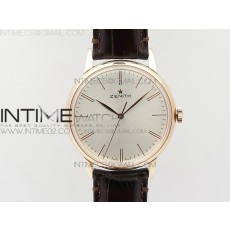 LH공장 제니스 엘리트 로즈골드 실버다이얼 가죽스트랩 ELITE RG SILVER DIAL ON BLACK LEATHER STRAP MIYATA 9015 TO ELITE 6150