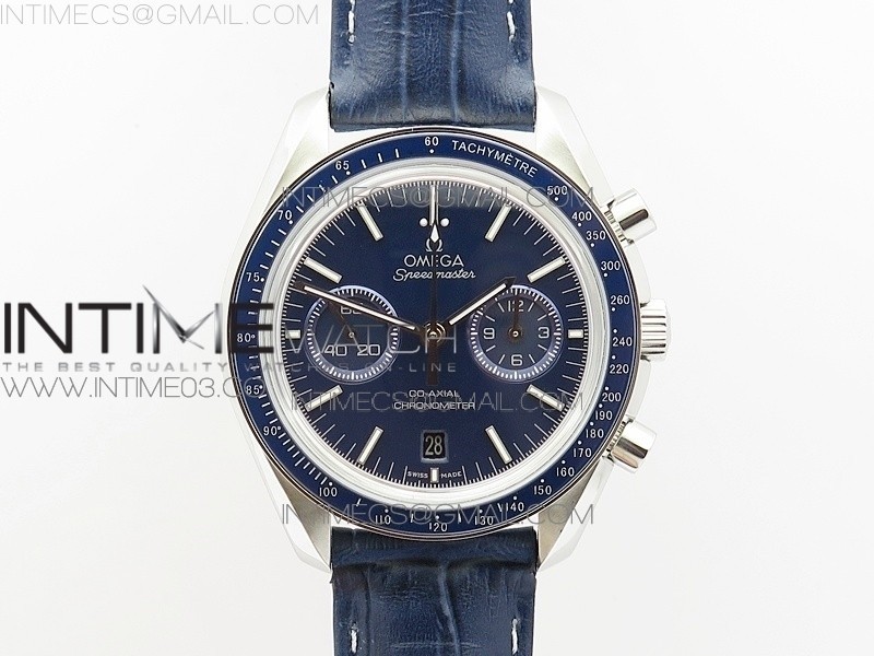 OM공장 V2 오메가 스피드마스터 문워치 스틸 블루다이얼 가죽스트랩 SPEEDMASTER MOONWATCH SS V2 BLUE DIAL ON BLUE LEATHER STRAP A9300