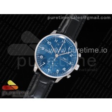 YL공장 IWC 포르투기저 크로노그래프 150Years 에디션 스틸 블루다이얼 가죽스트랩 Portugieser Chronograph Edition “150 Years” IW371601 Blue Dial on Black Leather Strap A7750 (Slim Movement)