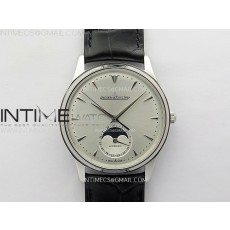 ZF공장 예거르쿨트르 마스터 울트라씬 문페이즈 스틸 화이트다이얼 Master Ultra Thin Moon 1368420 SS White Dial on Black Leather Strap V3 SA925 Super Clone