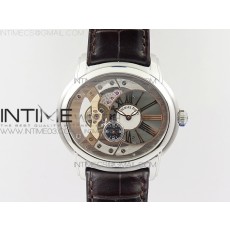 v9공장 오데마피게 밀레너리 스틸 스켈레톤 화이트투톤다이얼 가죽스트랩 MILLENNIUM SERIES 15350 SS SKELETONAL DIAL ON DARK BROWN LEATHER STRAP A4101