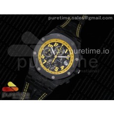 JF공장 v2 오데마피게 로얄오크오프쇼어 크로노그래프42MM 범블비 카본 가죽스트랩 V2 Royal Oak Offshore Bumble Bee Forged Carbon Leather Strap A7750 V2 w/ Cyclops