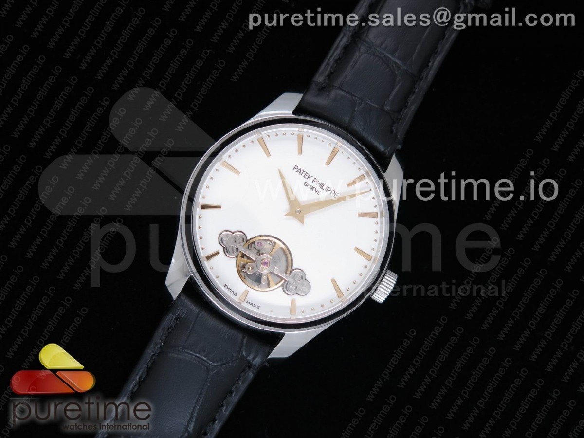 ML공장 파텍필립 클래식 디 에로틱 타임피스 스 화이트다이얼 옐로우골드인덱스 가죽스트랩 Classic The Erotic Timepiece White Dial YG Markers on Black Leather Strap A23J