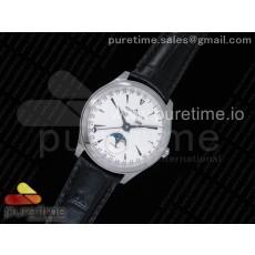 om공장 예거르쿨트르 마스터캘린더 화이트다이얼 블랙가죽스트랩 Master Calendar White Dial Black Markers on Black Leather Strap A866