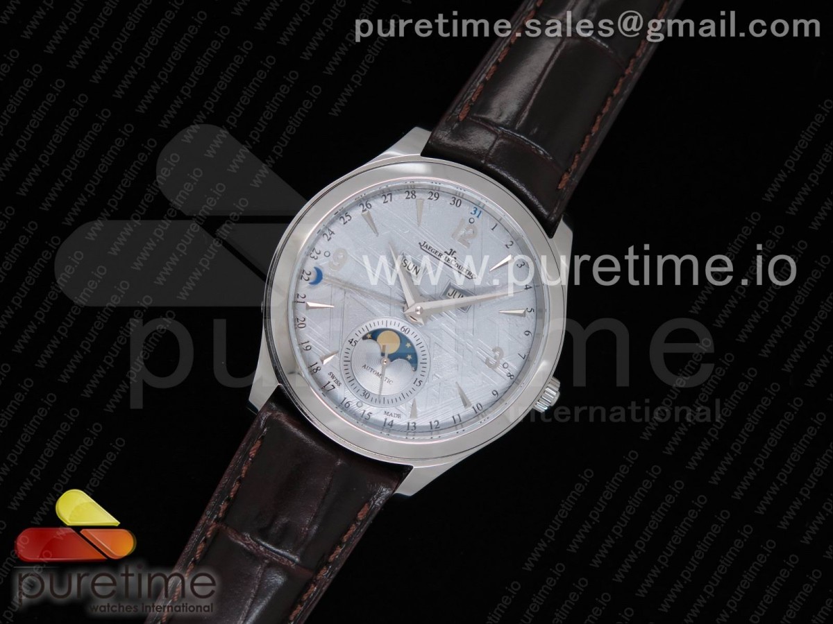 om공장 예거르쿨트르 마스터캘린더 그레이텍스쳐다이얼 가죽스트랩 Master Calendar Gray Textured Dial on Brown Leather Strap A866