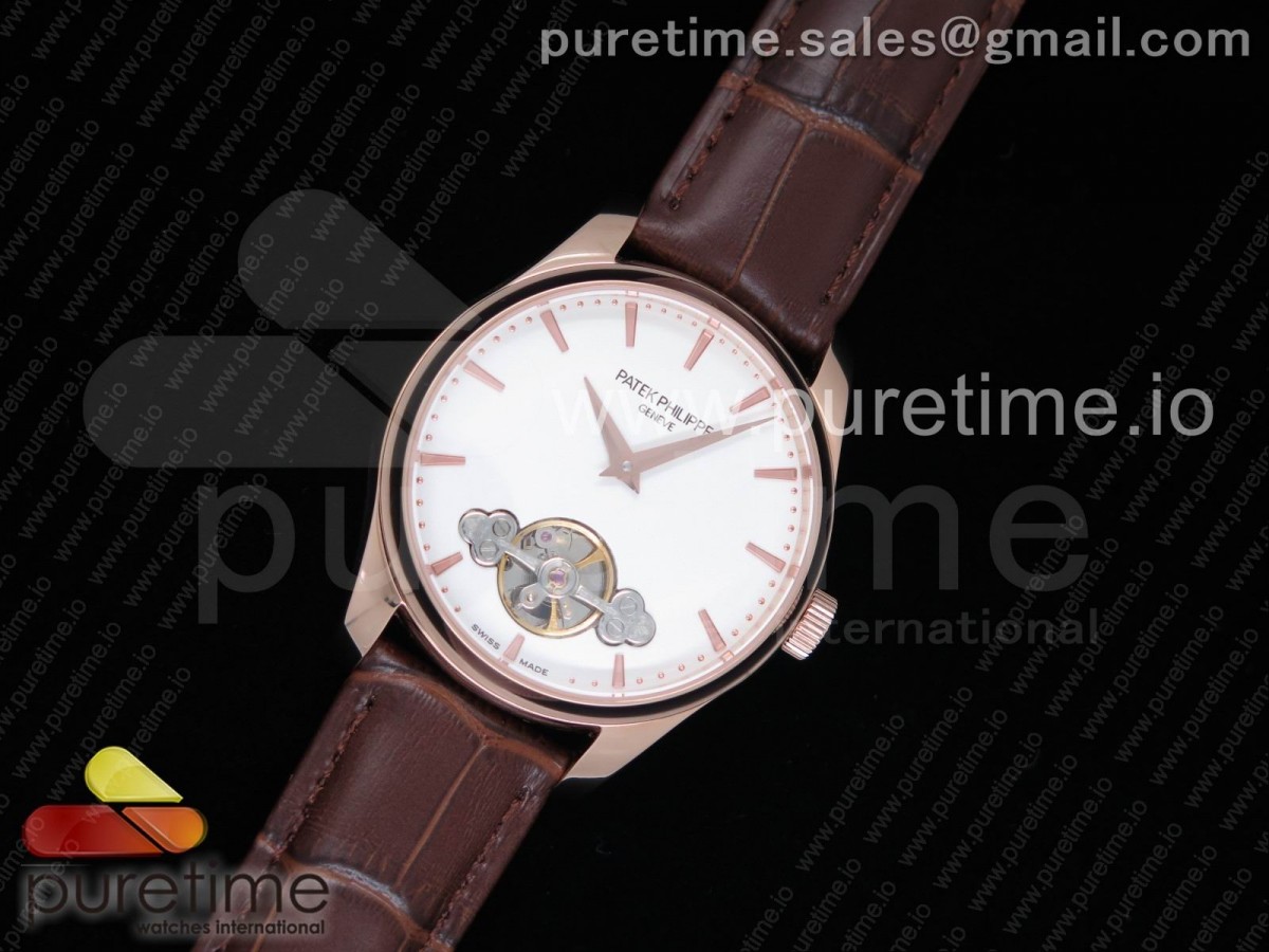 ML공장 파텍필립 클래식 디 에로틱 타임피스 로즈골드금장 화이트다이얼 가죽스트랩 Classic The Erotic Timepiece RG White Dial RG Markers on Brown Leather Strap A23J