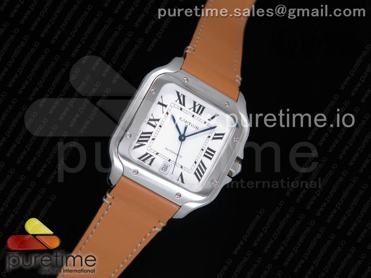 KOR공장 까르띠에 산토스 드 까르띠에 라지 2018 화이트다이얼 브라운가죽스트랩 Santos de Cartier Large 2018 White Dial on Brown Leather Strap MIYOTA 9015