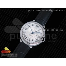 JF공장 까르띠에 발롱블루 42mm 스틸 화이트다이얼 블랙가죽스트랩 Ballon Bleu 42mm SS White Textured Dial on Black Leather Strap MIYOTA 9015