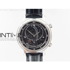 TW공장 파텍필립 6104P 문 스틸 블랙다이얼 블랙가죽스트랩 6104P MOON SS BLACK DIAL ON BLACK LEATHER STRAP A240 V2