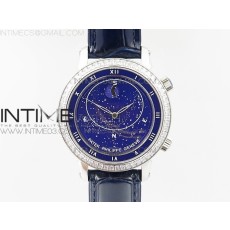 TW공장 파텍필립 6104P 문 스틸 블루다이얼 다이아몬드베젤 블루가죽스트랩 6104P MOON SS BLUE DIAL DIAMOND BEZEL ON BLUE LEATHER STRAP A240 V2