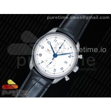 ZF공장 IWC 포르투기저 크로노그래프 클래식 42mm 화이트다이얼 가죽스트랩 IWC Portugieser Chrono Classic 42 IW390302 White Dial Blue Markers on Black Leather Strap A7750