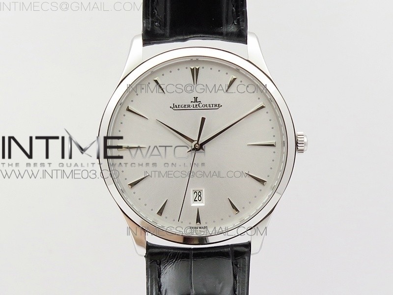 ZF공장 예거르쿨트르 마스터 데이트 스틸 실버다이얼 가죽스트랩MASTER 1288420 SS SILVER DIAL ON BLACK LEATHER STRAP A899/1