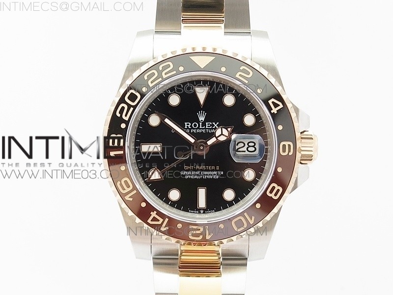 GM공장 롤렉스 GMT마스터2 CHNR 루트비어 콤비 브레이슬릿904 GMT-Master II 126711 CHNR Black/Brown Ceramic SS/RG Bracelet A2836