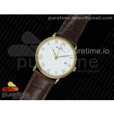 ZF공장 블랑팡 빌레레 6651 옐로우골드 화이트다이얼 로만인덱스 가죽스트랩 Villeret 6651 YG White Dial on Brown Leather Strap A1151