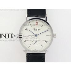 GP공장 노모스 탕겐테 TANGENTE SS CASE WHITE NUMBER MARKERS RED 12 ON LEATHER ASIAN 2813