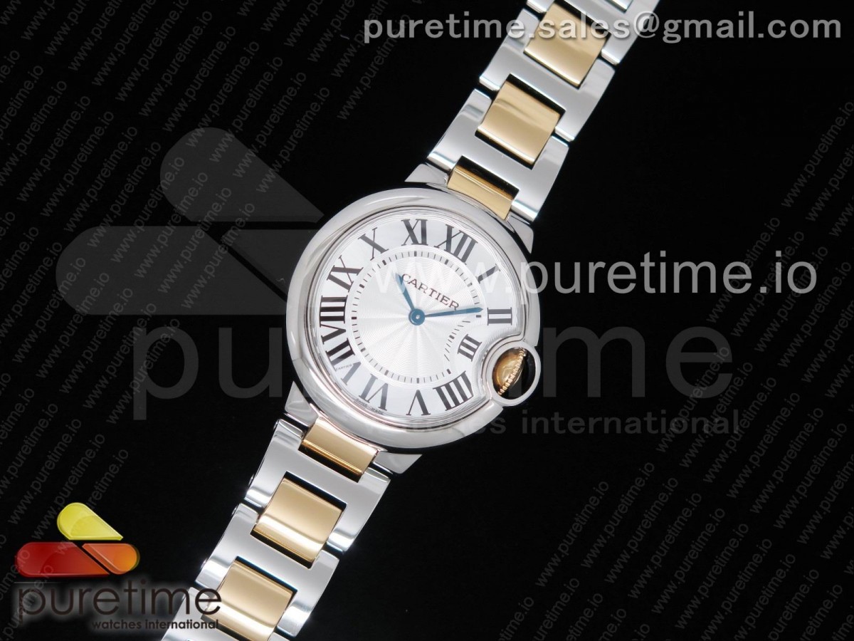 AF공장 까르띠에 발롱블루 33MM 로즈골드콤비 화이트다이얼 브레이슬릿 Ballon Bleu 33mm SS/RG White Textured Dial on SS/RG Bracelet Jap Quartz