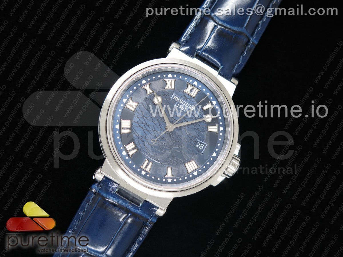 V9공장 브레게 마린 5517 스틸 블루다이얼 가죽스트랩 Marine 5517 SS  Blue Dial on Blue Leather Strap A23J