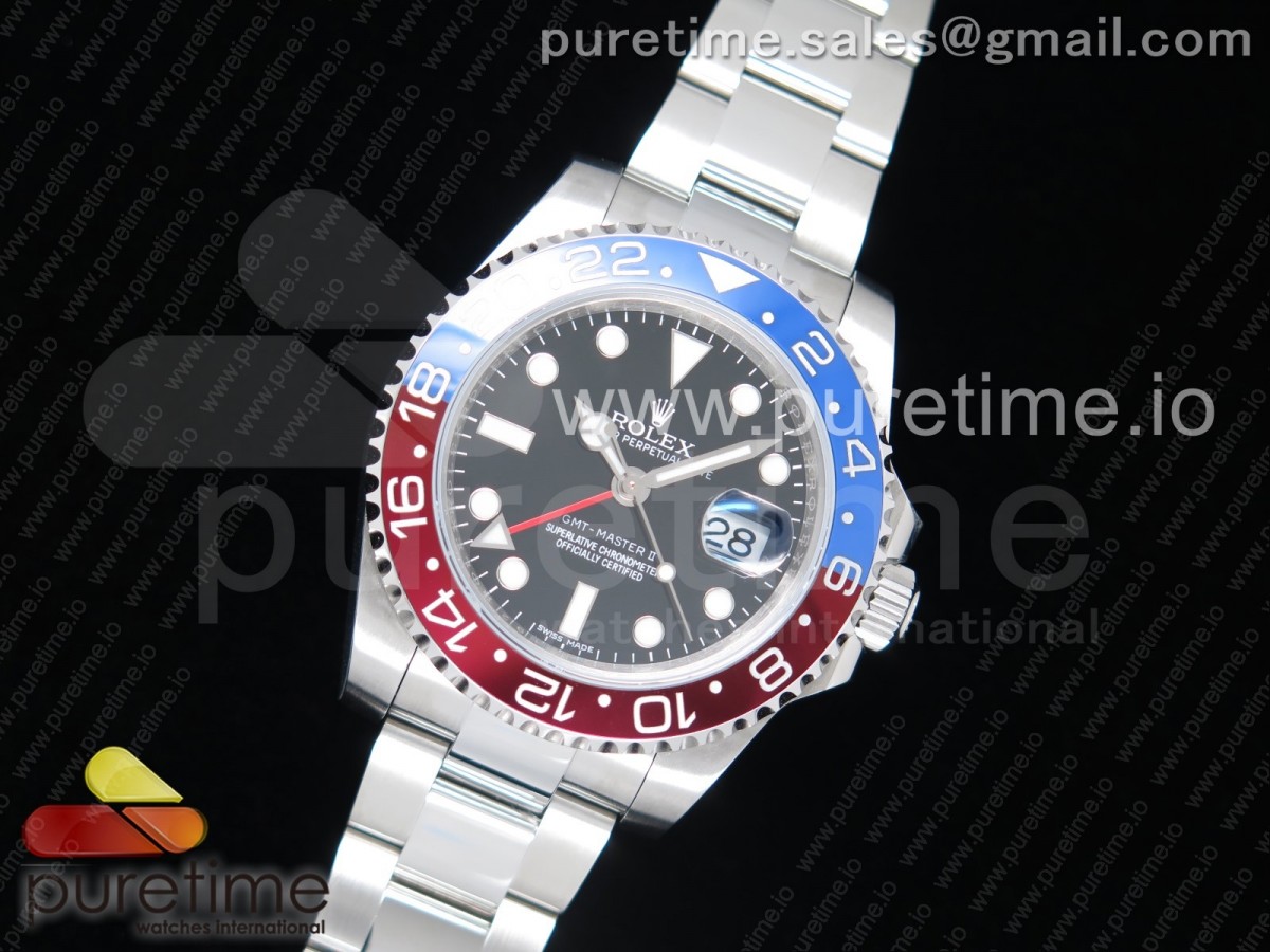 EW공장 롤렉스 GMT마스터2 블루앤레드 블랙다이얼 펩시 브레이슬릿 GMT-Master II 126710 BLRO Pepsi Bezel on SS Bracelet A2836