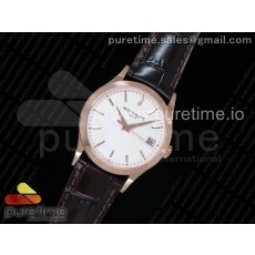 OX공장 파텍필립 칼라트라바 5296G 로즈골드금장 화이트다이얼 가죽스트랩 Calatrava 5296G RG White Dial RG Hand on Brown Leather Strap A324