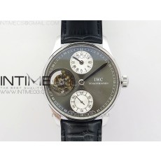 IWC 포르투기저 플라잉 투어빌론 스틸 그레이다이얼 2서브다이얼 가죽스트랩 IWC PORTUGUESE FLYING TOURBILLON SS GRAY DIAL 2 SUB DIALS ON BLACK LEATHER STRAP