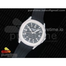 OX공장 파텍필립 아쿠아넛 5167 스틸 풀다이아 블랙다이얼 러버스트랩 Aquanaut 5167 SS Full Paved Diamonds Black Dial on Black Rubber Strap A324