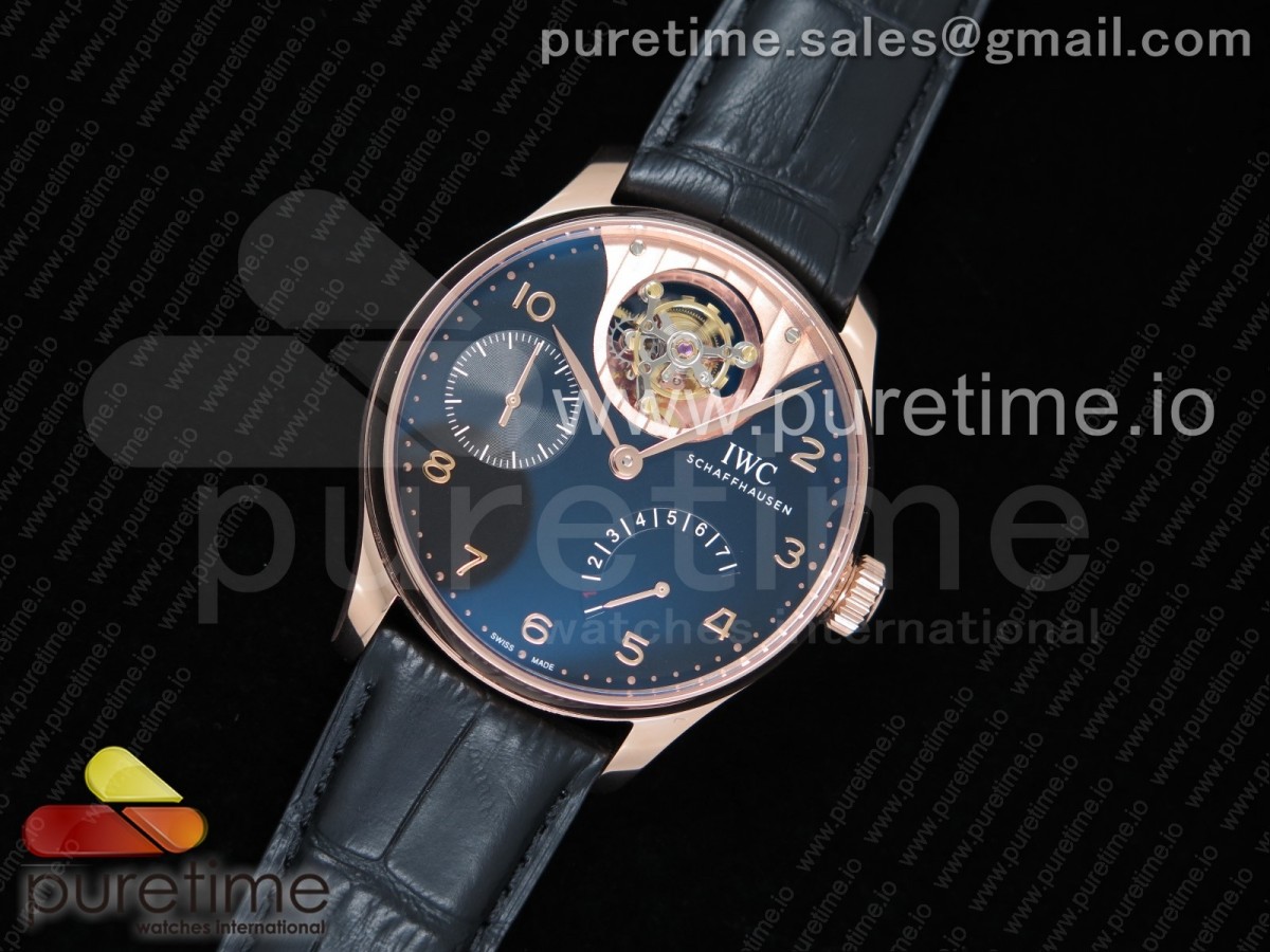 ZF공장 IWC 포르투기저 투어빌론 로즈골드금장 블랙다이얼 가죽스트랩 IWC Portuguese Tourbillon IW5046 RG Black Dial on Black Leather Strap