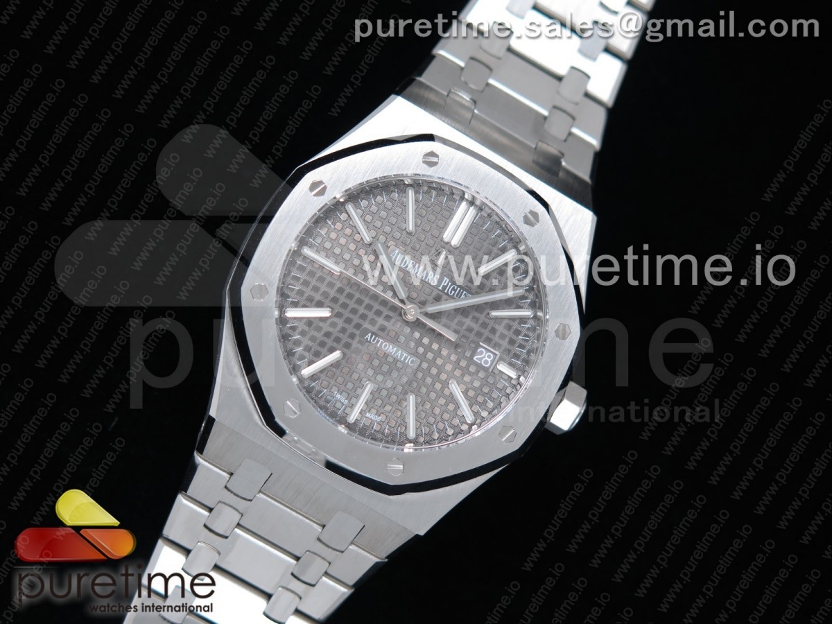 JF공장 V5 오데마피게 로얄오크 15400 스틸 그레이다이얼 브레이슬릿 Royal Oak 41mm 15400 SS Gray Textured Dial on SS Bracelet A3120 V5