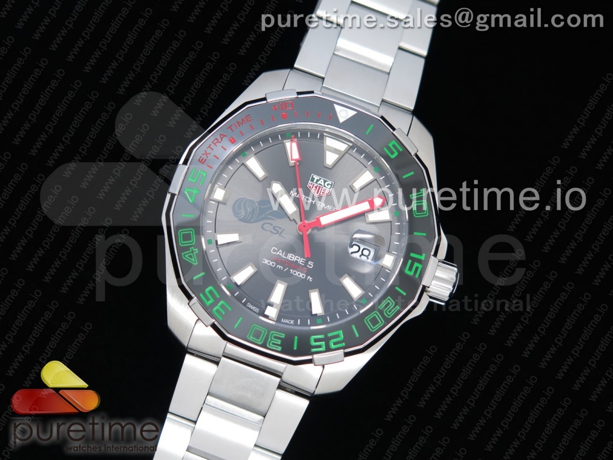 OX공장 태그호이어 아쿠아레이서 칼리버5 43MM 스틸 CSL에디션 브레이슬릿 Aquaracer Calibre 5 CSL 43mm SS Gray Dial on SS Bracelet SW200