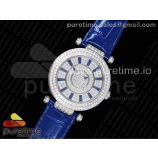 OX공장 프랭크뮬러 더블 미스테리 와치 스틸 풀다이아몬드 블루바게트 네이비스트랩 Double Mystery Watch SS Diamonds Dial Blue Markers on Blue Leather Strap MIYOTA 9015