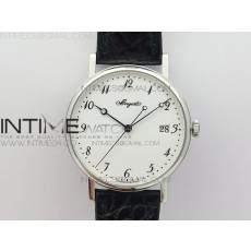 MK공장 V2 브레게 클래식 오토 5177 스틸 화이트다이얼 가죽스트랩 CLASSIQUE AUTO 5177 SS WHITE DIAL NUMERAL MARKERS ON BLACK LEATHER A777Q