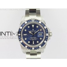 GS공장 롤렉스 서브마리너 블루바게트다이어베젤 블루다이얼 SUBMARINER BLUE DIAMOND BEZEL SS  BLUE DIAL ON SS BRACELET A2824