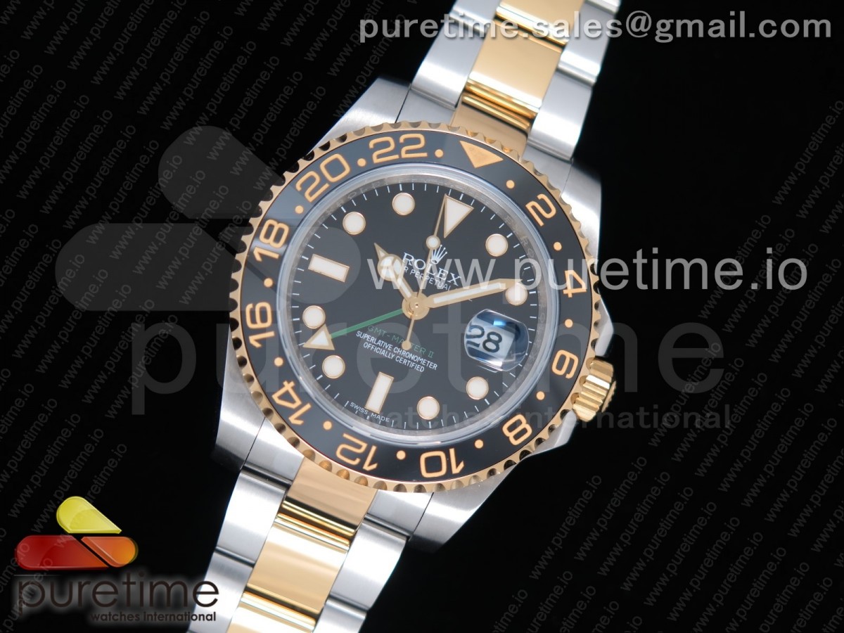 EW공장 롤렉스 GMT마스터2 흑콤 GMT-Master II 116713 LN Black Ceramic SS/YG Black Dial on SS/YG Bracelet A2836