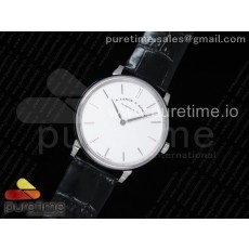 OX공장 아랑에운트죄네 색소니아 화이트다이얼 가죽스트랩 Saxonia Thin SS White Dial on Black Leather Strap A2892