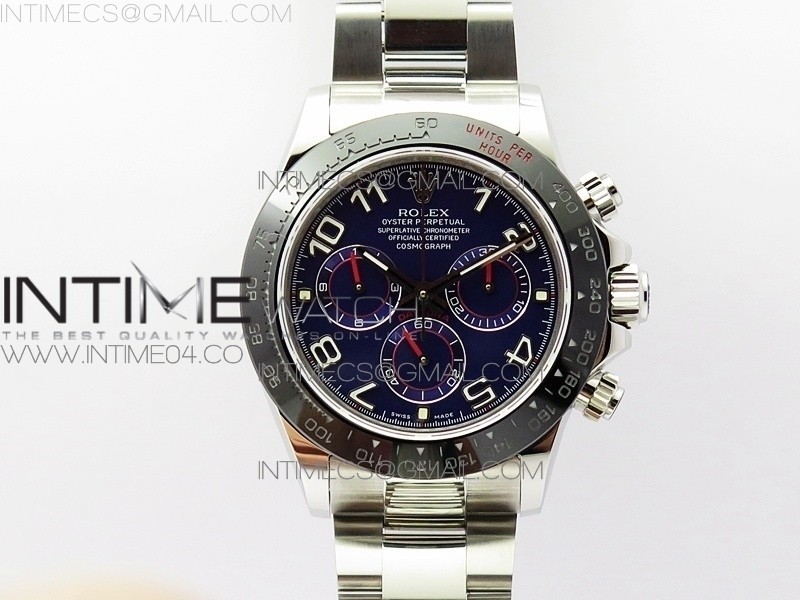 JH공장 세라토나 블루다이얼 브레이슬릿 DAYTONA 116519LN BLUE DIAL NUMERAL MAKERS CERAMIC BEZEL ON SS BRACELET A4130