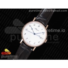 FK공장 브레게 클래식 5177 로즈골드 금통 화이트다이얼 다이아몬드베젤 가죽스트랩 Classique Auto 5177 RG White Dial Diamonds Bezel on Brown Leather Strap MIYOTA 9015 V2