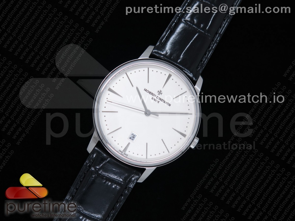 FK공장 바쉐론콘스탄틴 패트리모니 화이트다이얼 가죽스트랩 Patrimony Date SS White Dial on Black Leather Strap MIYOTA 9015