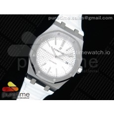 OM공장 오데마피게 로얄오크 15400 화이트다이얼 가죽스트랩 Royal Oak 41mm 15400 SS White Textured Dial on White Leather Strap A3120