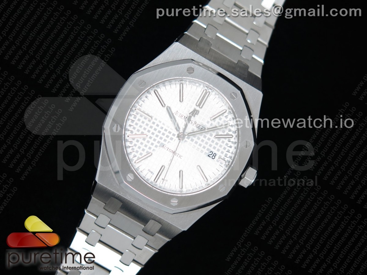 FK공장 오데마피게 로얄오크 15400 화이트다이얼 브레이슬릿 Royal Oak 41mm 15400 SS White Textured Dial on SS Bracelet A3120