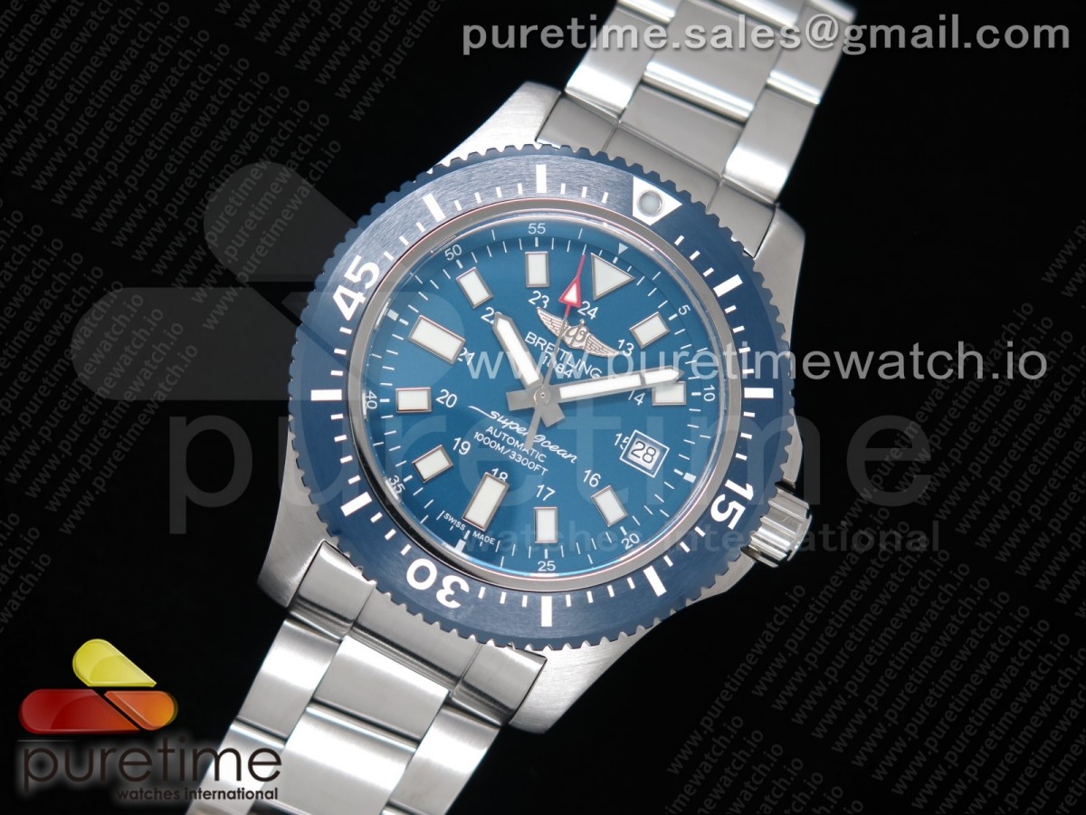 AI공장 브라이틀링 슈퍼오션 44mm 블루다이얼 브레이슬릿 Superocean 44mm Special  Blue Dial on SS Bracelet A2824