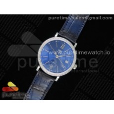 MF공장 IWC 포르토피노 37MM 블루다이얼 악어스트랩 Portofino Automatic 37 SS Blue Dial Diamonds Bezel on Blue Crocodile Strap A35111