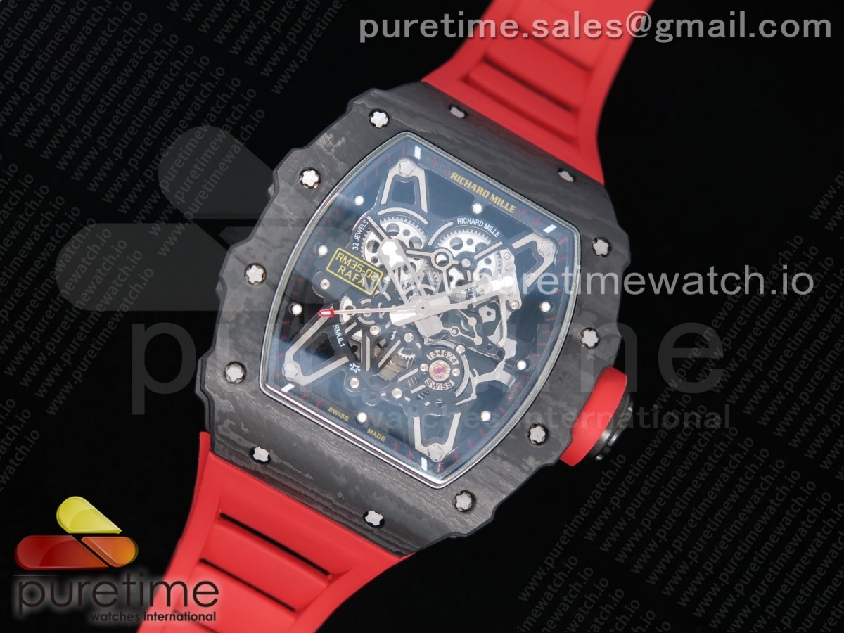 Z공장 RM035-02 포지드카본 스켈레톤다이얼 러버스트랩 RM035-02 New Forge Carbon Pattern Skeleton Dial on Red Rubber Strap MIYOTA8215