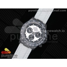 TW공장 롤렉스 데이토나 카본 블랙앤화이트다이얼 나일론 스트랩 Daytona DIW Carbon Case and Bezel White/Black Dial on White Nylon Strap A7750