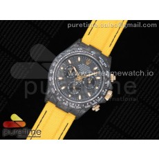 TW공장 롤렉스 데이토나 카본 블랙다이얼 나일론 스트랩 Daytona DIW Carbon Case and Bezel Black Dial on Yellow Nylon Strap A7750